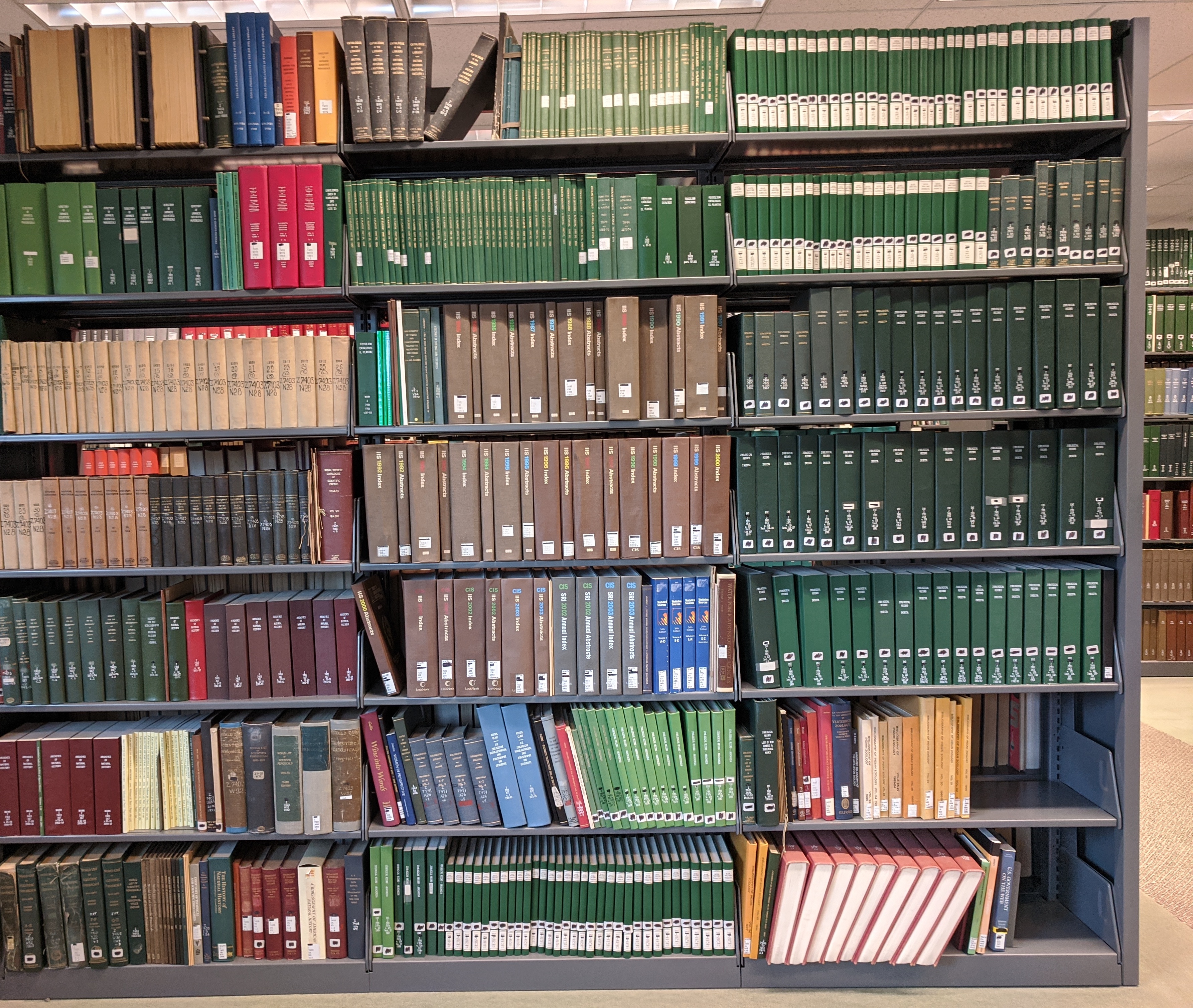 A photograph of a bookshelf